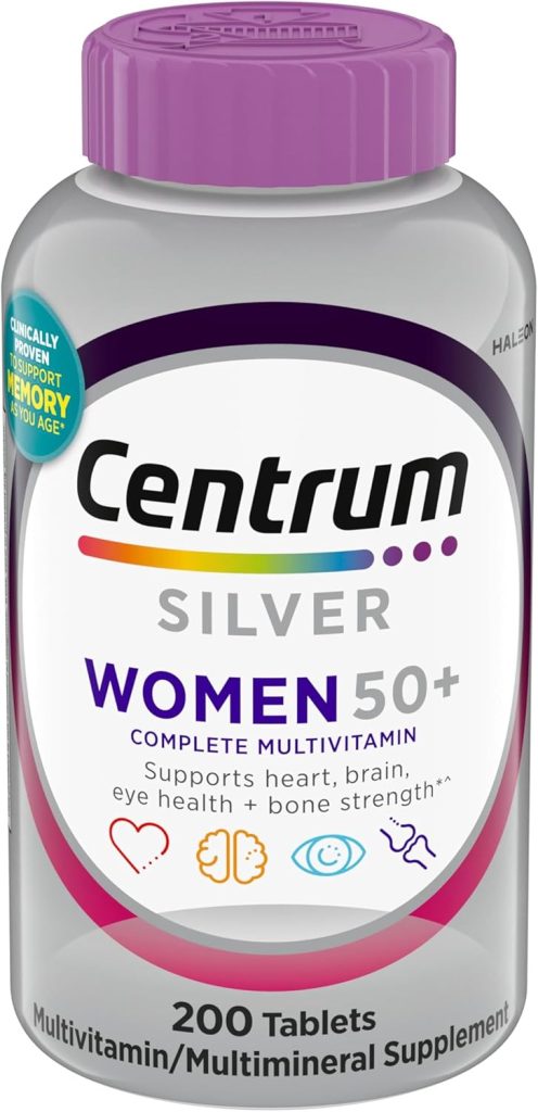 Centrum Silver Womens Multivitamin for Women 50 Plus, Multivitamin/Multimineral Supplement with Vitamin D3, B Vitamins, Non-GMO Ingredients, Supports Memory and Cognition in Older Adults - 200 Ct
