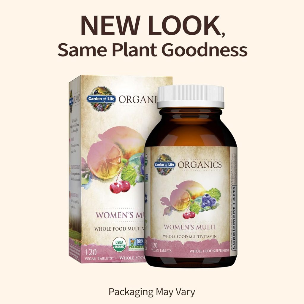 Garden of Life Organics Multivitamin for Women - Womens Once Daily Multi - Whole Food Multi with Iron, Biotin, Vegan Organic Womens Multivitamin for Health, Energy Hair Skin and Nails, 60 Tablets Garden of Life Organics Multivitamin for Women - Womens Once Daily Multi - Whole Food Multi with Iron, Biotin, Vegan Organic Womens Multivitamin for Health, Energy Hair Skin and Nails, 60 Tablets