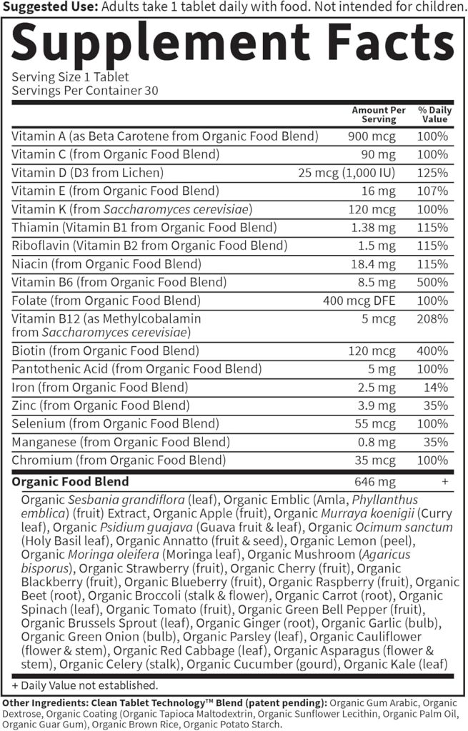 Garden of Life Organics Multivitamin for Women - Womens Once Daily Multi - Whole Food Multi with Iron, Biotin, Vegan Organic Womens Multivitamin for Health, Energy Hair Skin and Nails, 60 Tablets Garden of Life Organics Multivitamin for Women - Womens Once Daily Multi - Whole Food Multi with Iron, Biotin, Vegan Organic Womens Multivitamin for Health, Energy Hair Skin and Nails, 60 Tablets