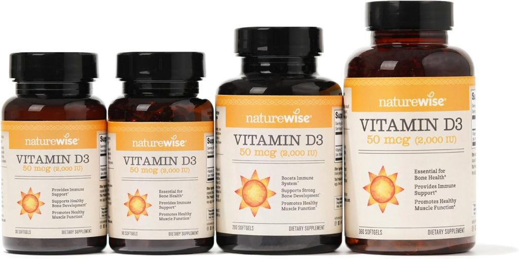 NatureWise Vitamin D3 5000iu (125 mcg) 1 Year Supply for Healthy Muscle Function, and Immune Support, Non-GMO, Gluten Free in Cold-Pressed Olive Oil, Packaging Vary ( Mini Softgel), 360 Count