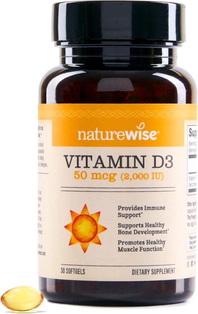 NatureWise Vitamin D3 5000iu (125 mcg) 1 Year Supply for Healthy Muscle Function, and Immune Support, Non-GMO, Gluten Free in Cold-Pressed Olive Oil, Packaging Vary ( Mini Softgel), 360 Count