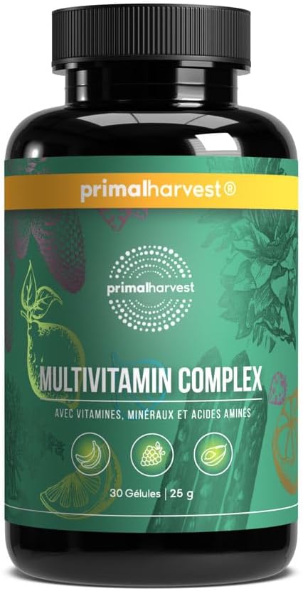 Primal Harvest Multivitamin for Women and Men Vitamin A, Vitamin C, Vitamin D and E, Vitamin B12, B6, Biotin, Zinc Supplements, 30 Capsules